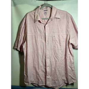 IZOD Saltwater Shirt Mens XL Casual Pocket Button Down Pink Striped Short Sleeve